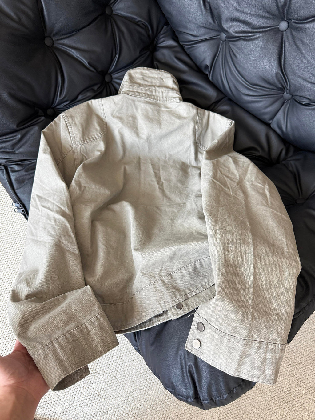 Short-length stand-up collar work jacket